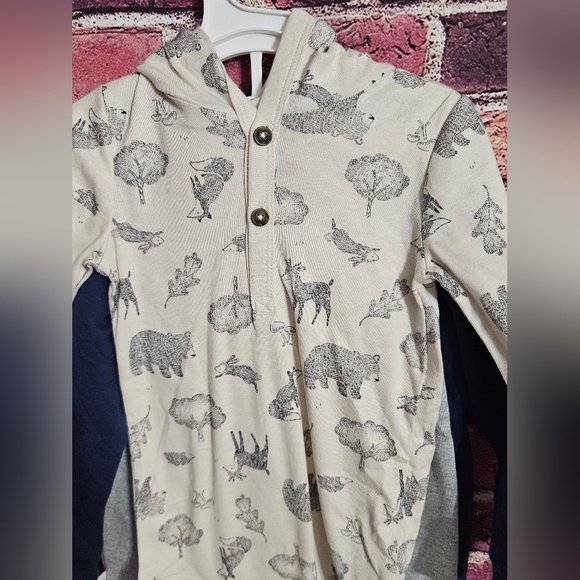 Carters 24mths Cream Animal Print Baby Onesie Gray Pants N Navy Pull Over - Picture 2 of 7